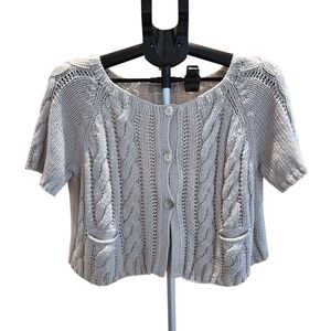 Poles France Cream Beige Button Down Front and Back Knit Sweater Cardigan Medium